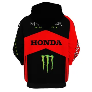 Moletom Honda Monster Skull Masculino - Uniforme Moto Gp - Vermelho