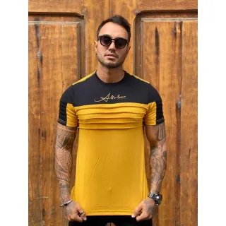 Camiseta de Luxo Fitada Masculina Peito Longline - Rosa