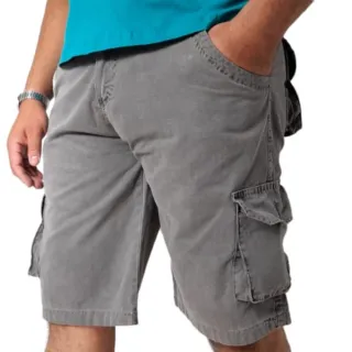 Exclusiva Bermuda Sarja Masculina Cargo 6 Bolsos - Bermuda Cargo  Chumbo