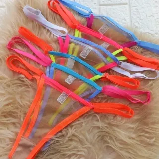 Calcinhas TULÊ Fio Dental Neon Sexy Com Regulagem - Kit 8 - sortidas