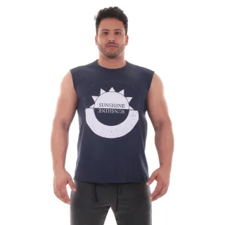 Estampada Camiseta Regata Masculina Verão Casual - BRANCO 2