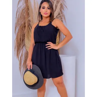 Moda Verão Vestido Feminino Curto Lisas Soltinho Viscose Forro Cores - Vinho- Liso