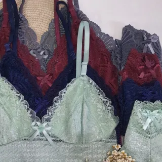 Conjunto Sexy Lingerie Feminino Renda Calcinha Shortinho + Sutiã Sem Bojo - SEM