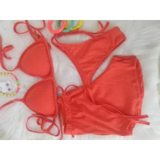 Shortinho Canelado com Biquíni - Rose