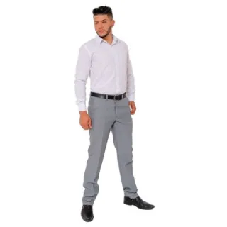 Cinza Claro Calça Social Masculina - Cinza