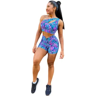 Conjuntos Fitness para Academia - Short + Top - Estampas Sortidas