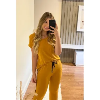 Moda conforto: Conjunto feminino calça e blusa - FUSCIA