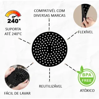 Protetor Universal de Silicone para Air Fryer - Redondo/Quadrado - REDONDO VERMELHO