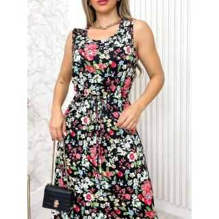 Moda Verão Vestido Estampado Feminino Longo Malha Fria 3RD SD087-1 - Branco