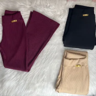 Malha Canelada 3D Flare Calça Adulto - Azul