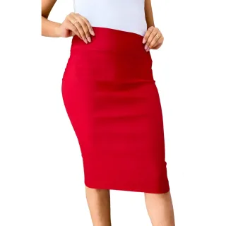 Tendência Social Saia Feminina Justa Midi Lápis de Bengaline - Militar