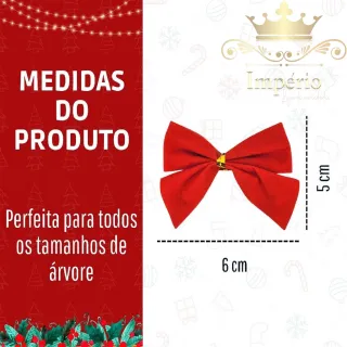 Decoração Natalina Vermelha - Kit com 12 Laços Lacinhos para Arvore de Natal - Único