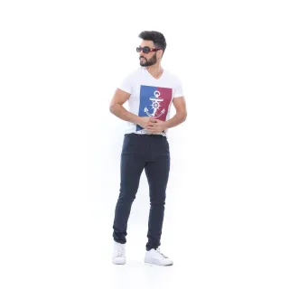 Calça Masculina Slim Fit Sarja, Bolso Faca, Cores Variadas - Areia