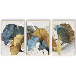 Quadros Decorativos Abstrato Colorido Mdf Flores Folhas Secas - Kit 3 Peças - 20X30CM