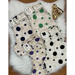 Plus Estampado Cintura Alta Feminino - Short 34 ao 48 - Estampa listrada