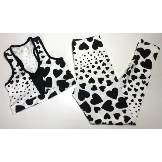Conjunto de treino feminino suplex calça legging e top cropped telinha - Estampa variada