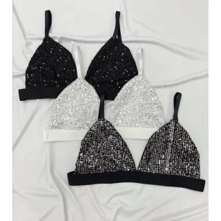 Top Cropped Feminino Paetê Brilho Tendência Blogueirinha 2022