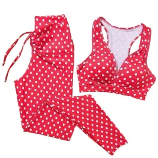 Top nadador com bojo poá e estampas + conjunto legging de academia em tecido suplex - estampa chamativa