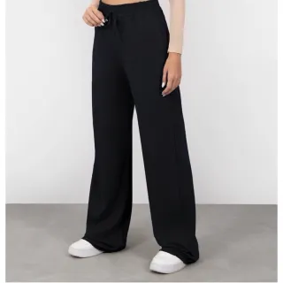 Calça verde Wide Leg em Moletom - Preto sem bolso