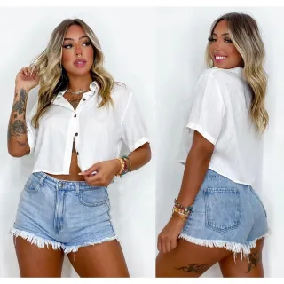 Botões Cropped Social Camisa - Branco