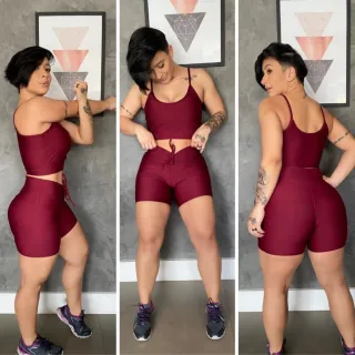 Conjunto Suplex Feminino Top Academia e Short Cintura Alta Fitness - Azul