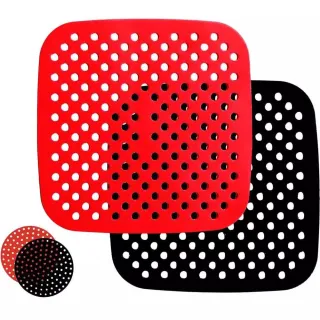 Protetor Universal de Silicone para Air Fryer - Redondo/Quadrado - REDONDO VERMELHO