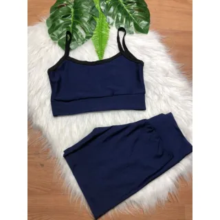 Top de alcinha reforçada + conjunto short para academia - Vermelho de alcinha