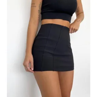 Saia Feminina Curta de Bengaline - Promoção Online - Preto