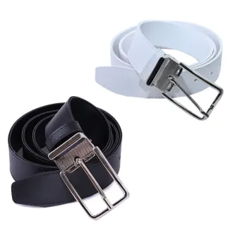 Ótimo Preço! Kit Dupla Face Cintos Social Masculino Branco + Preto - BRANCO/PRETO