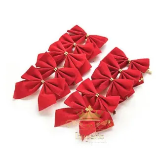Decoração Natalina Vermelha - Kit com 12 Laços Lacinhos para Arvore de Natal - Único