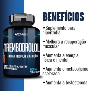 Suplemento Alimentar Natural Trembodrolol para Massa Muscular e Definição em Cápsulas - 30