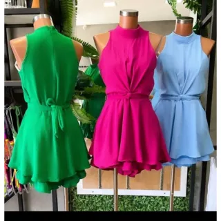 Lançamento: Macaquinho com Fita Cinto e Bojo - Pink