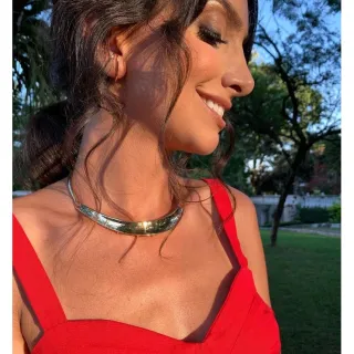 Acessório elegante: Colar Choker Aro Dourado/Prata para a mulher moderna - Prata