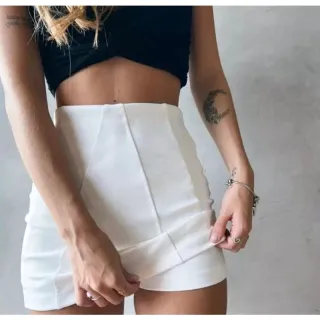 Saia Feminina Curta de Bengaline - Promoção Online - Preto