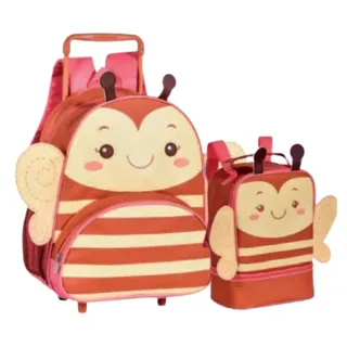 Lançamento Kit Escolar Infantil Clio Pets: Mochila de Rodinhas e Lancheira Animais - Cachorro Marrom