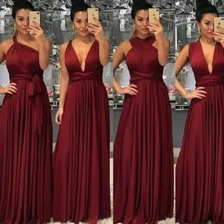 Shopee: Vestido Longo Feminino Multiuso para Festa Casamento Formatura - Marsala