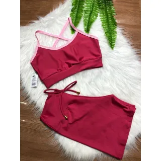 Top Alcinha fitness feminino e Conjunto de Academia Short com cordinha - VERDE COM BRANCO