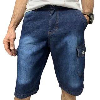 Preço Otimo, Bermudas Masculinas Jeans Cargo Shorts Coloridas 6 Bolsos - Vinho Cargo 6 Bolsos