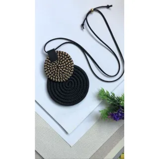 Mandala Dupla Maxi Colar Colorido Artesanal de Corda Náutica - 48. Azul Noite/Chevron