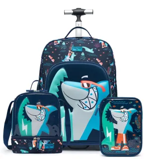 Mochila de Rodinha Infantil Kit Escolar - Tubarão Unicórnio