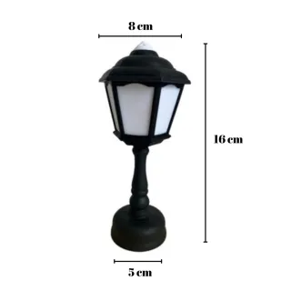 Abajur Vintage Luminária Poste Preto e Branco Luzes Amarelas Bateria - Único