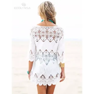 Bata Indiana Primavera Verão Feminina - Saída de Praia Boho - Azul-celeste