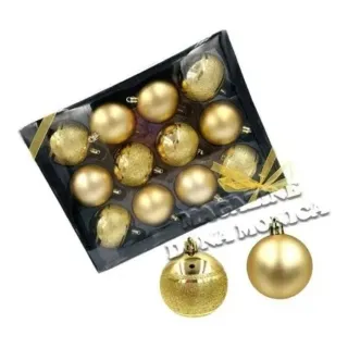 Enfeite Natalino Glitter Bolas Decoradas Kit 6cm - 12UNI / 24UNI / 36UNI - 36 Dourado - P21403(3BOX)