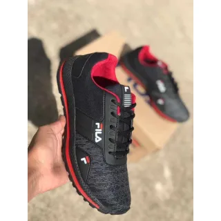 SOLA PRETA Tênis Casual e Esportivo Feminino e Masculino - PRETO/VERMELHO