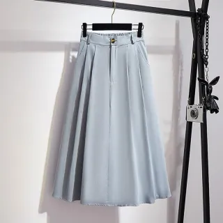 Saia Mori Qooth Estilo Preppy Linha A Comprimento Médio Primavera Verão Alta Cintura Elegante QT1840 - Vermelho