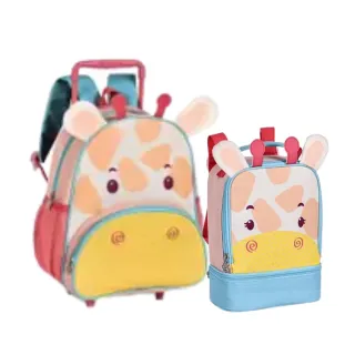 Lançamento Kit Escolar Infantil Clio Pets: Mochila de Rodinhas e Lancheira Animais - Cachorro Marrom