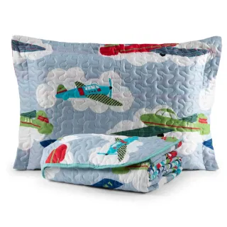 2 Peças Cobre Leito Infantil Solteiro Astronauta Azul Menino Menina - Vale dos Dinos