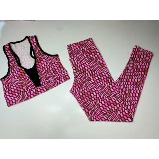 Conjunto de treino feminino suplex calça legging e top cropped telinha - Estampa variada