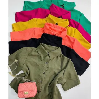 Botões Cropped Social Camisa - Branco