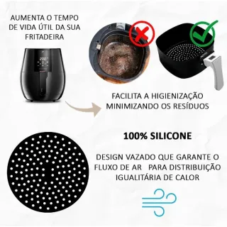 Protetor Universal de Silicone para Air Fryer - Redondo/Quadrado - REDONDO VERMELHO